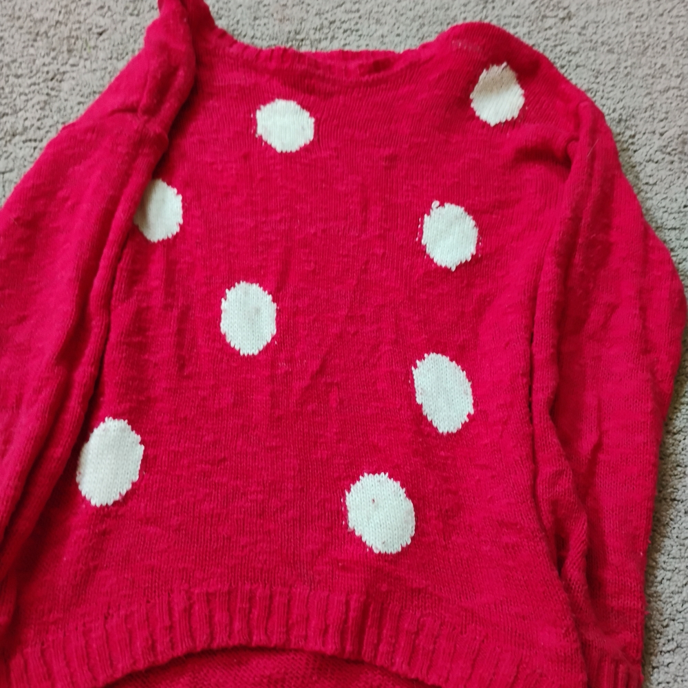 t/o Red and White Polka Dot Sweater